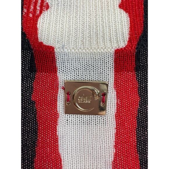 Roberto Cavalli Red Animal Print Abstract V Neck Sweater Size 4 - Picture 5 of 12